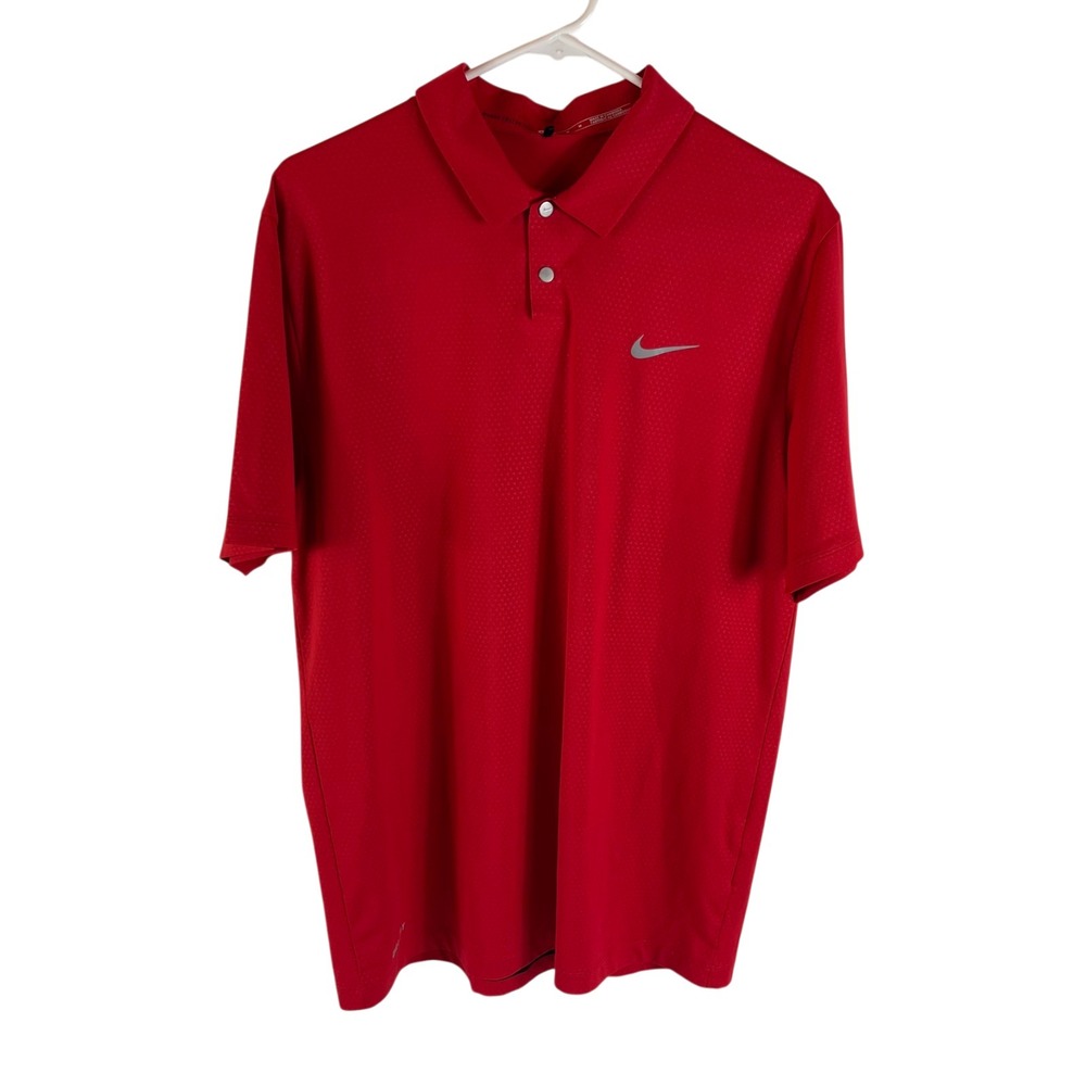 Nike Tiger Woods Collection Polo Shirt Mens Medium Red Performance Golf